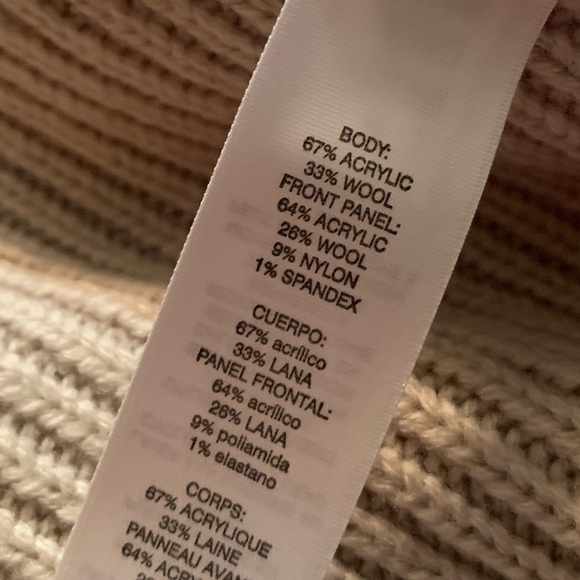 Chicos Women’s Size 3 Beige Wool Blend Knitted Open Front Sweater Cardigan. - Picture 9 of 10